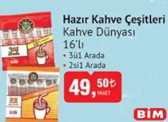 KAHVE DÜNYASI HAZIR KAHVE ÇEŞİTLERİ 16'LI 3Ü1 ARADA 2Sİ1 ARADA